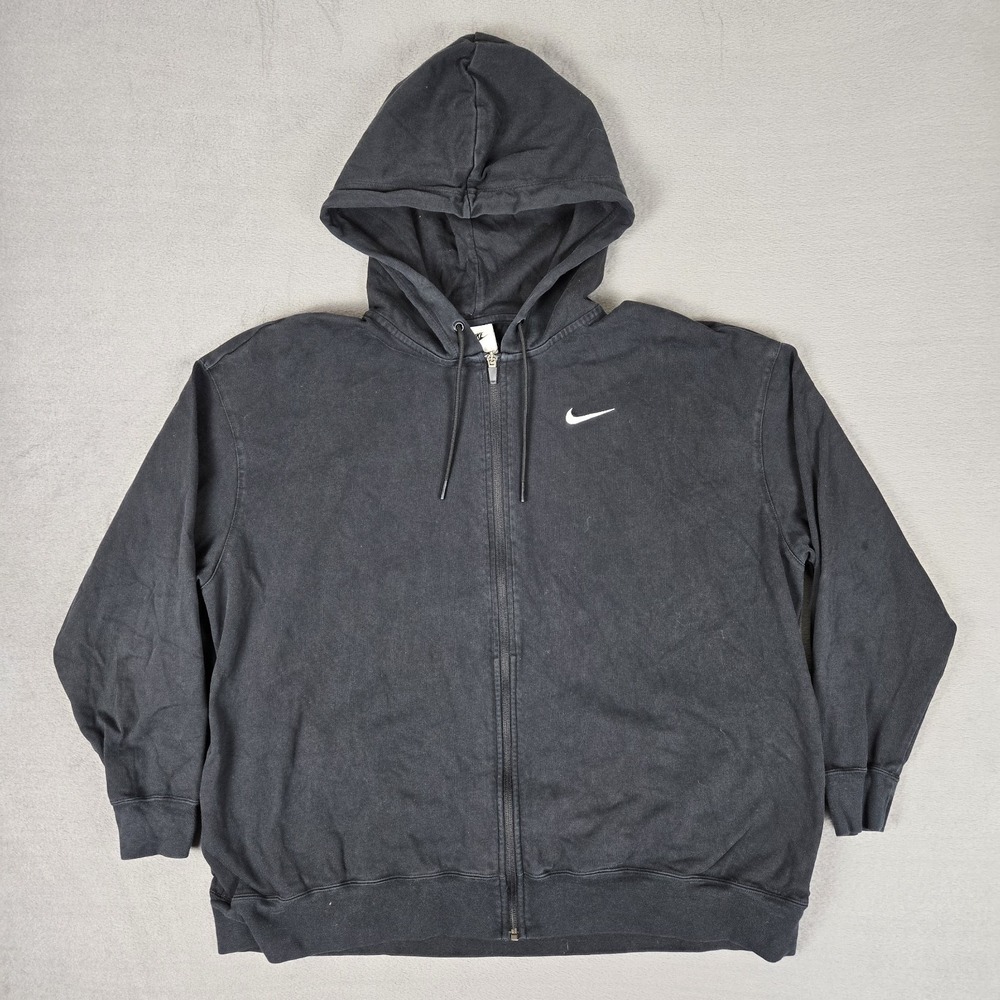Nike Hoodie Womens XL Black Full Zip Oversized Jersey Jacket‎ DM6415-010